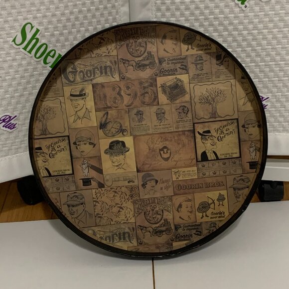 Vintage Goorin Bros Cardboard Hat Box Strap Storage Container Paper Black Gold - Picture 11 of 16